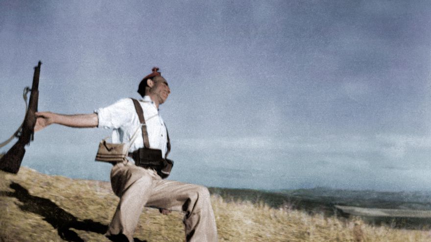 Muerte de un miliciano. Robert Capa. Colorización de Joel Bellviure