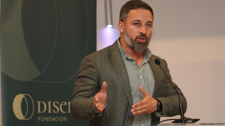 El presidente de Vox, Santiago Abascal, en unas jornadas sobre inmigración en Almería