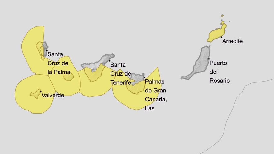 Calor, viento y oleaje: los avisos amarillos activos en Canarias, isla por isla