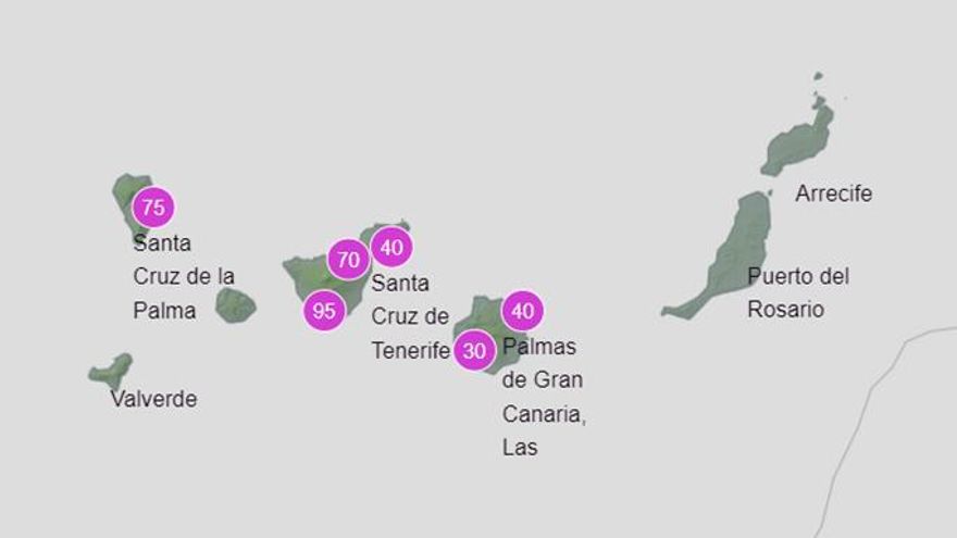 Probabilidad de precipitación del domingo entre las 12.00 y las 18.00