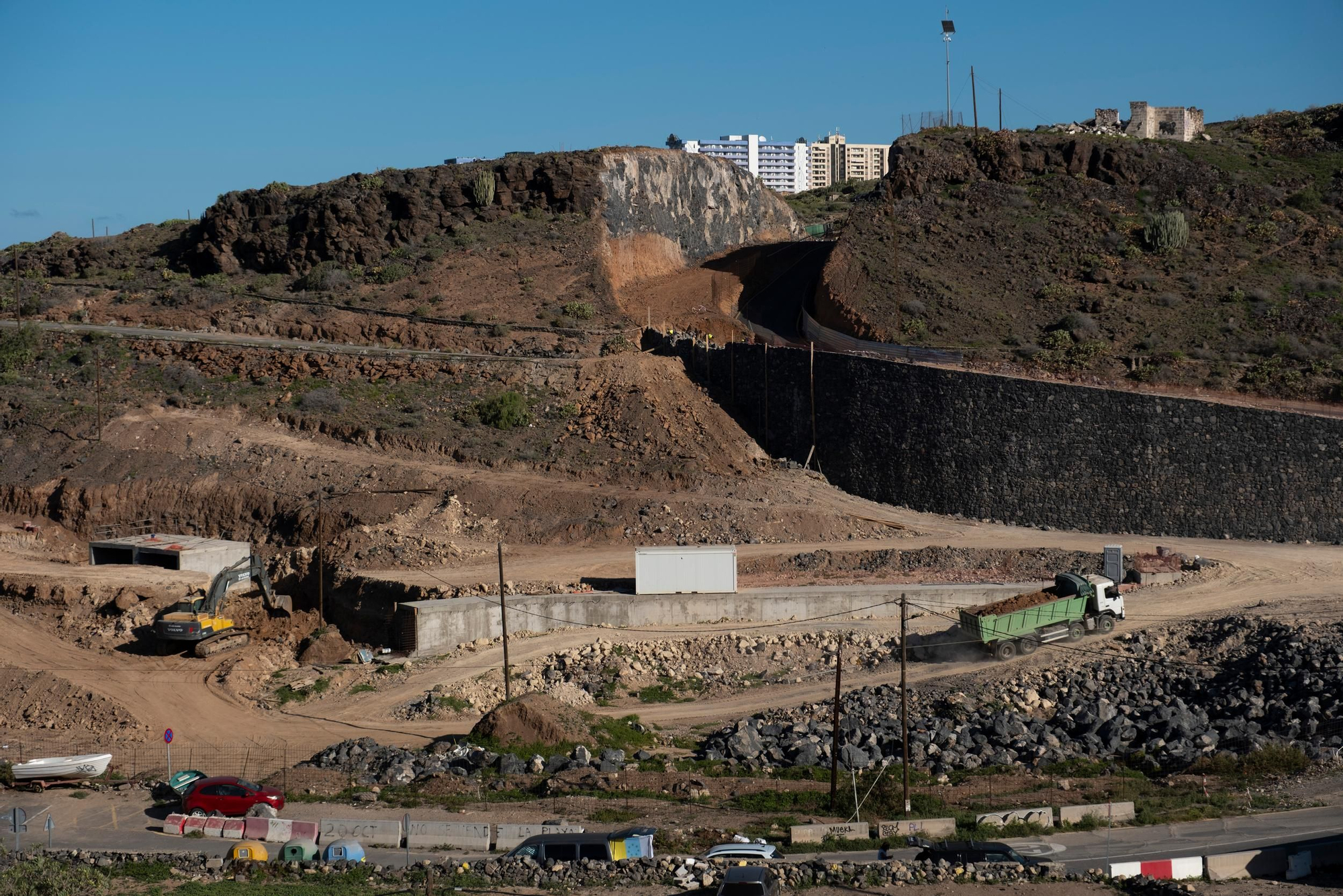Obras de Cuna del Alma en el Puertito de Adeje, en el sur de Tenerife.