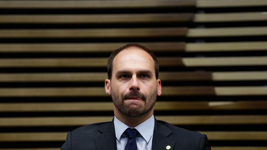Eduardo Bolsonaro, hijo del presidente brasileño, Jair Bolsonaro, en una fotografía de archivo. EFE/ Fernando Bizerra