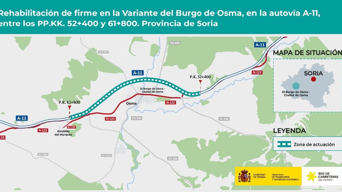Adjudicada por 2,5 millones de euros la rehabilitación de la variante de El Burgo de Osma, Soria