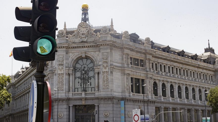 Fachada del edificio del Banco de España situada en Madrid.