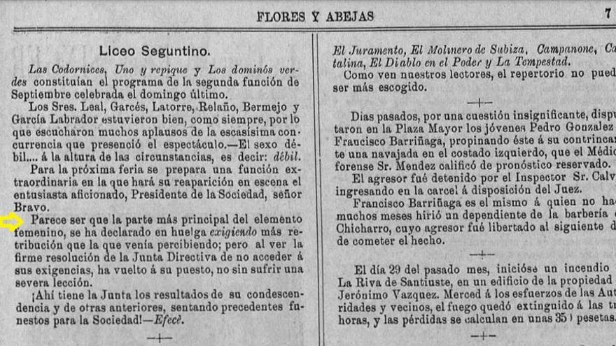 Recorte del semanario 'Flores y Abejas' de Guadalajara el 4 de octubre de 1896