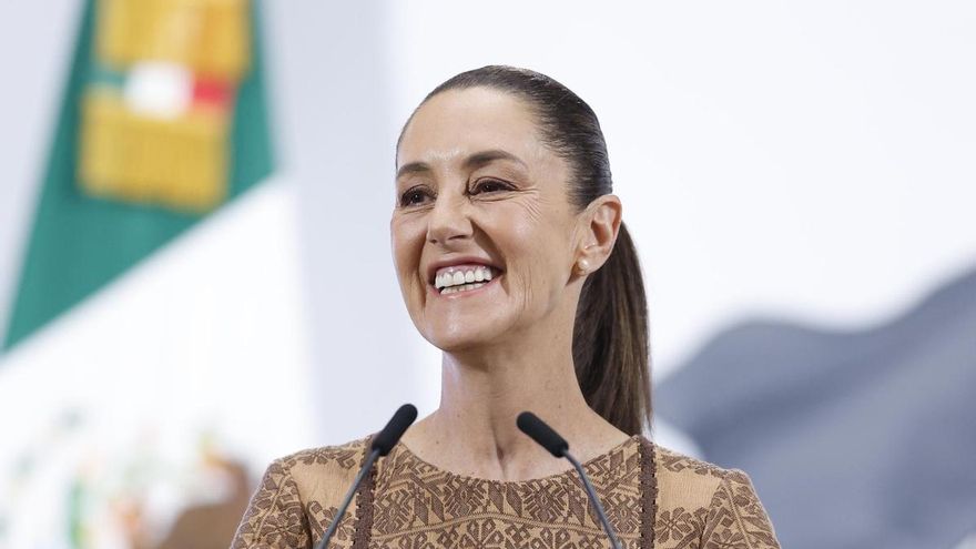 La presidenta de México, Claudia Sheinbaum, este viernes durante su encuentro habitual con los medios.