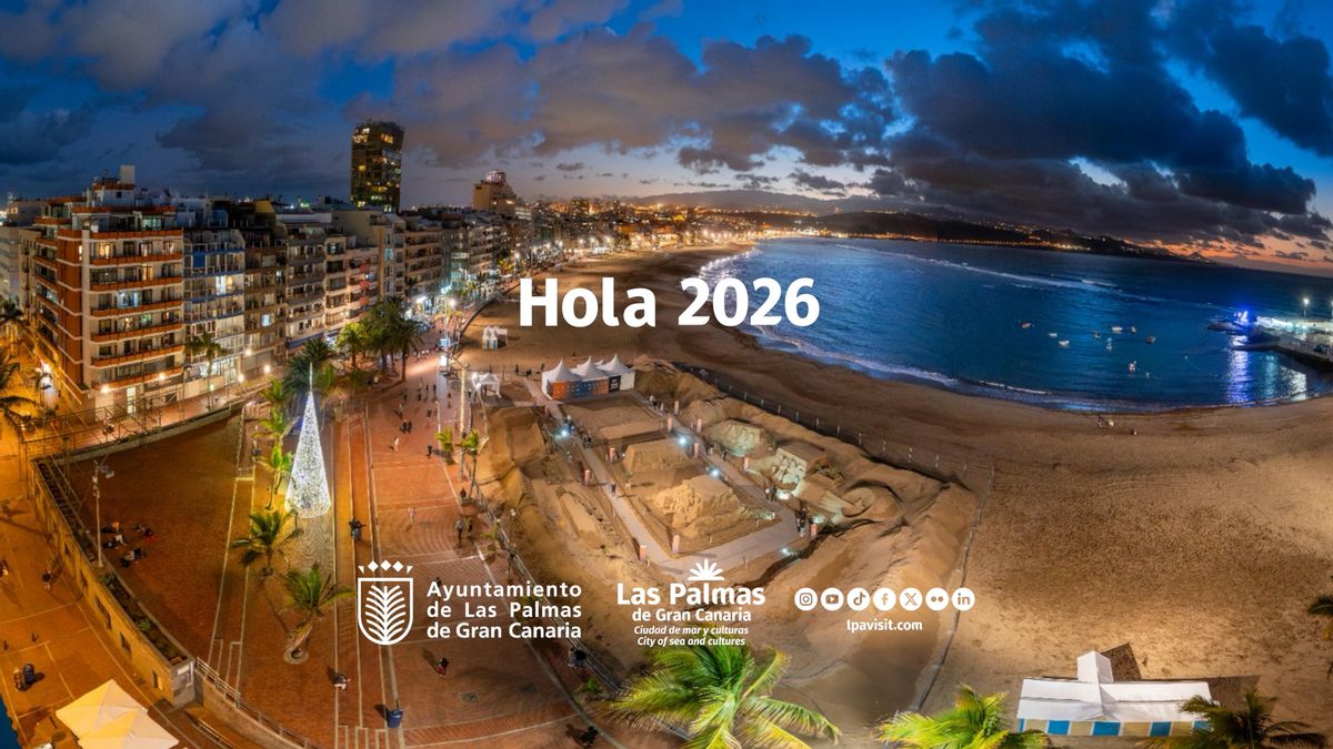Las Palmas de Gran Canaria saluda al 2026 desde la playa de Las Canteras con un vídeo sobre la vida diaria en la ciudad