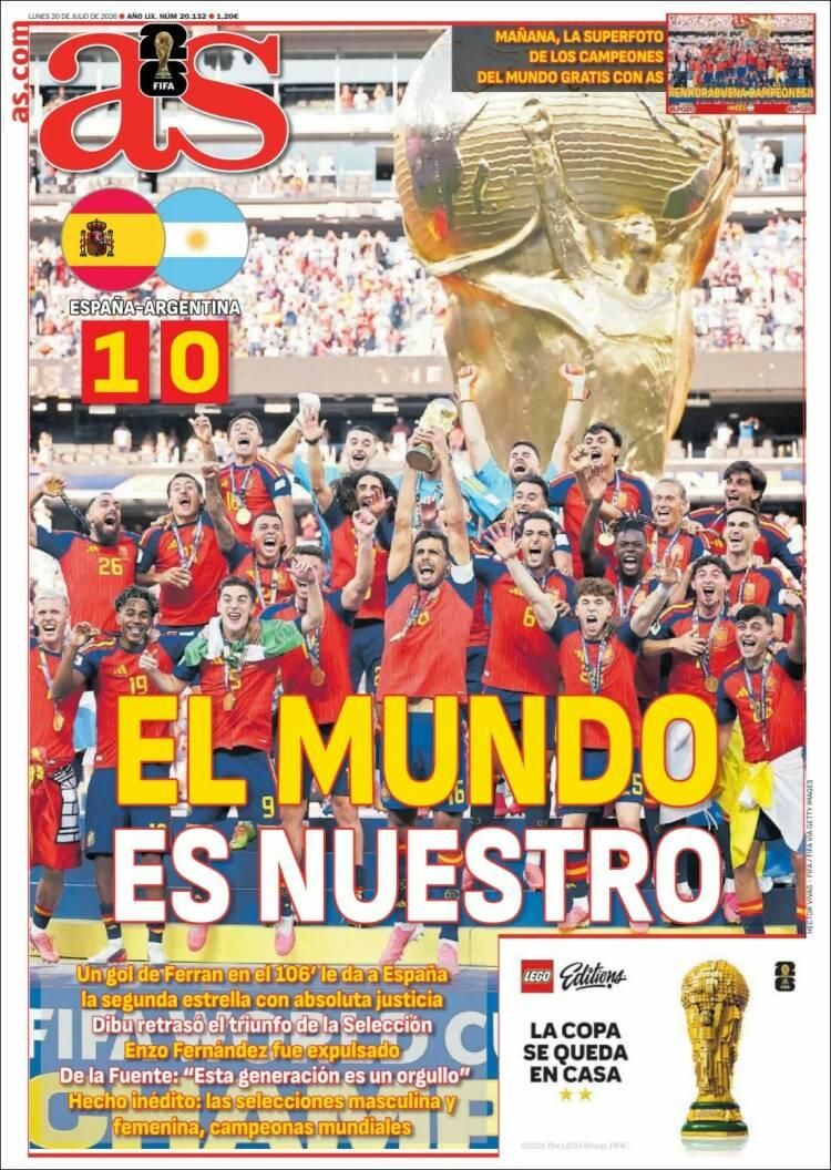 Las lágrimas de Messi y el título de España, en las tapas de los diarios del mundo