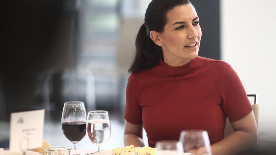 La candidata de Vox a la Presidencia de la Comunidad de Madrid, Rocío Monasterio, durante un desayuno-coloquio en el Club Siglo XXI.
