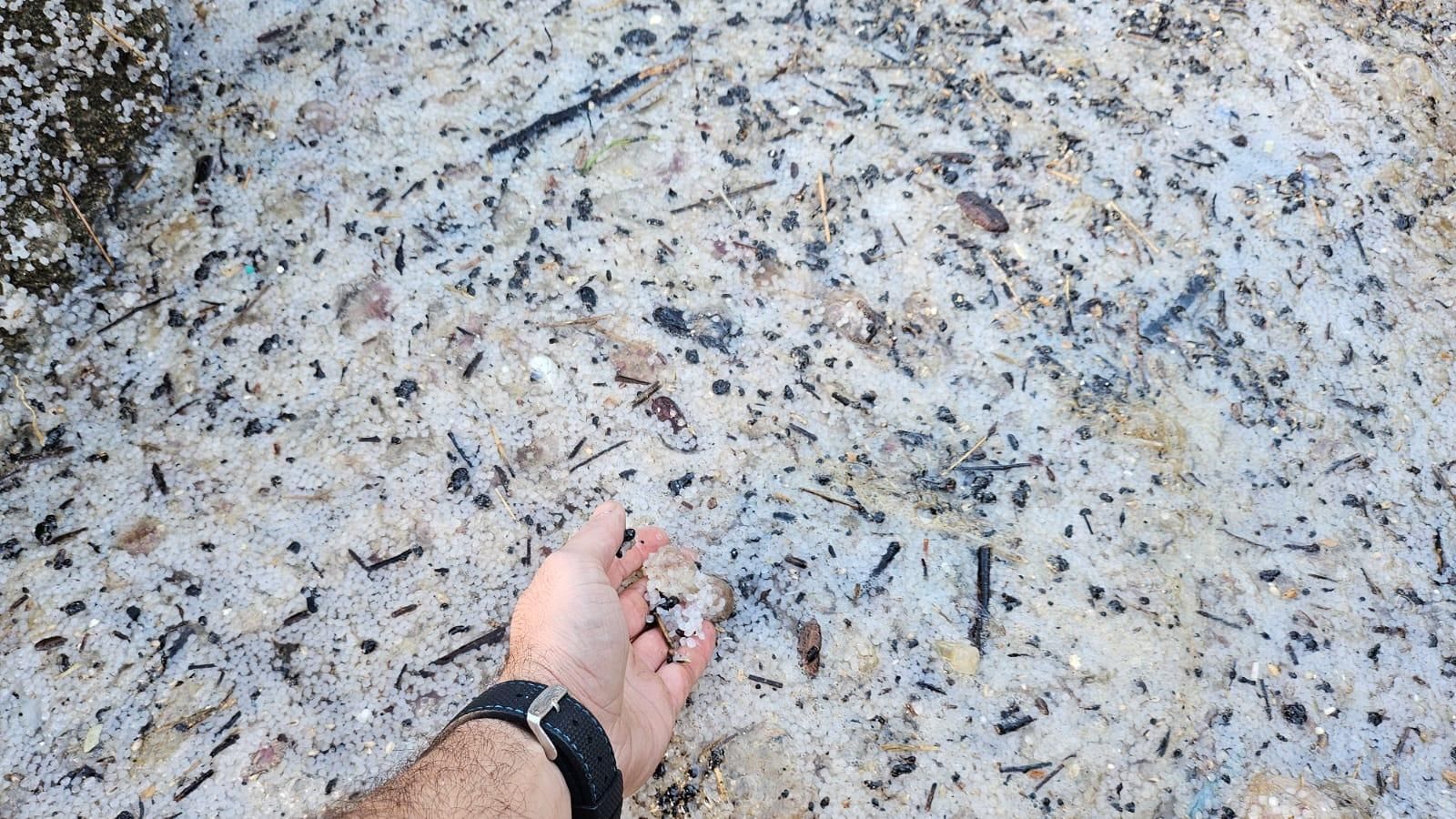 Al llegar, descubrió de qué se trataba: un vertido de pellets en la playa. Era el primero en ver algo que, en los siguientes días, se haría habitual en los arenales gallegos.