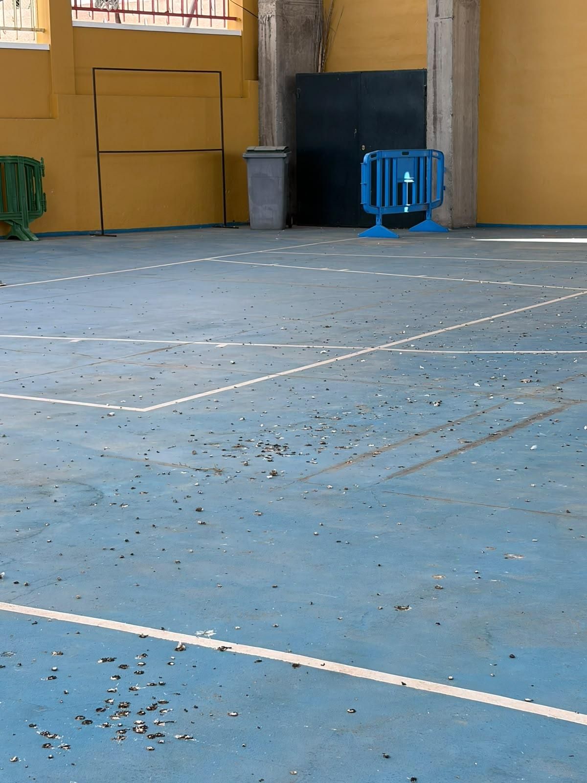 Imagen del estado de  las canchas del CEIP La Rosa-Camino Viejo  cedida por el PSOE.