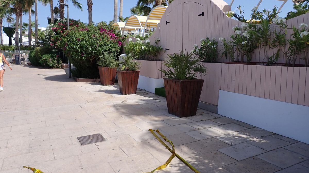 Una serpentina en el paseo marítimo, junto al establecimiento