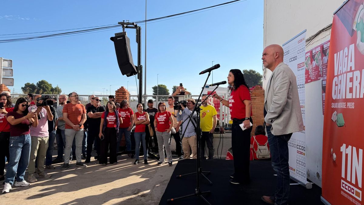 Unai Sordo y Ana García han intervenido en la asamblea de CCOO-PV celebrada este martes en el polígono industrial de Quart de Poblet.
