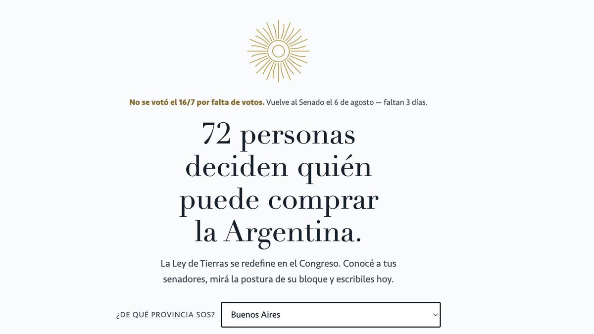 La plataforma web que permite contactar a los senadores que van a votar la ley de Propiedad Privada.
