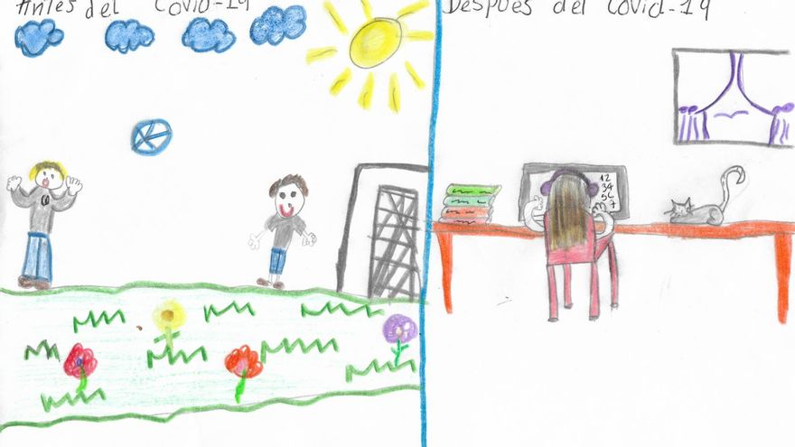 La vida de los niños era muy distinta antes y después de la pandemia, como lo retrata María Antonia Rendón, colombiana de 6 años.