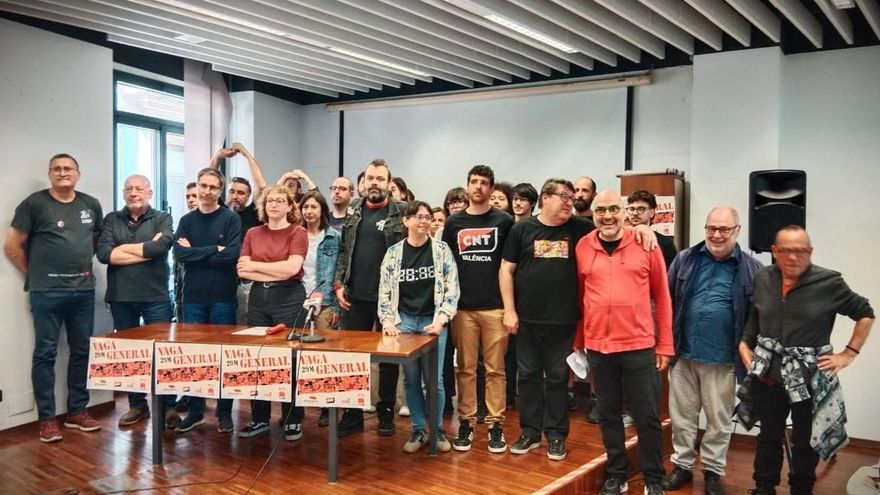 Los sindicatos CNT, Intersindical, CGT y COS convocan una huelga general el 29 de mayo para reclamar la dimisión de Mazón