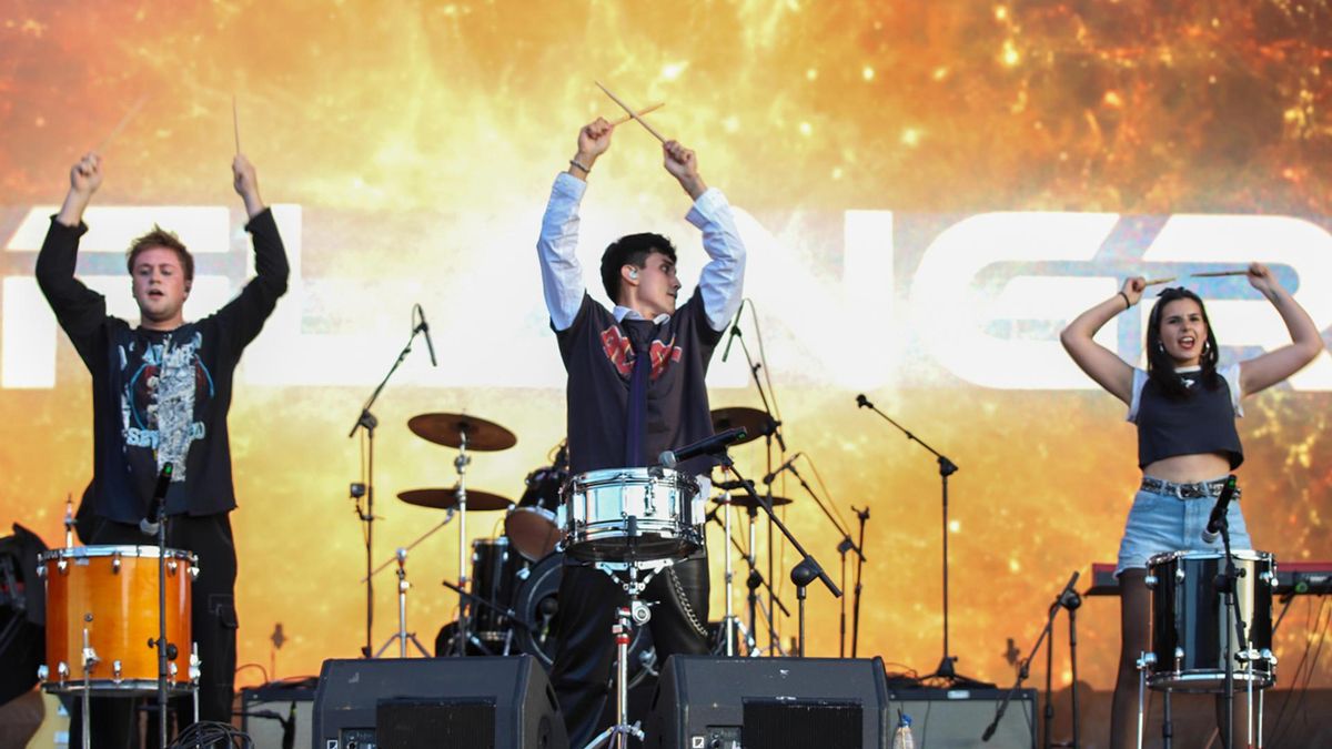 El grupo de rock chileno Flangr durante su actuación en el concierto de este sábado del festival Starmus, Isla de Las Estrellas. EFE/ Luis G Morera