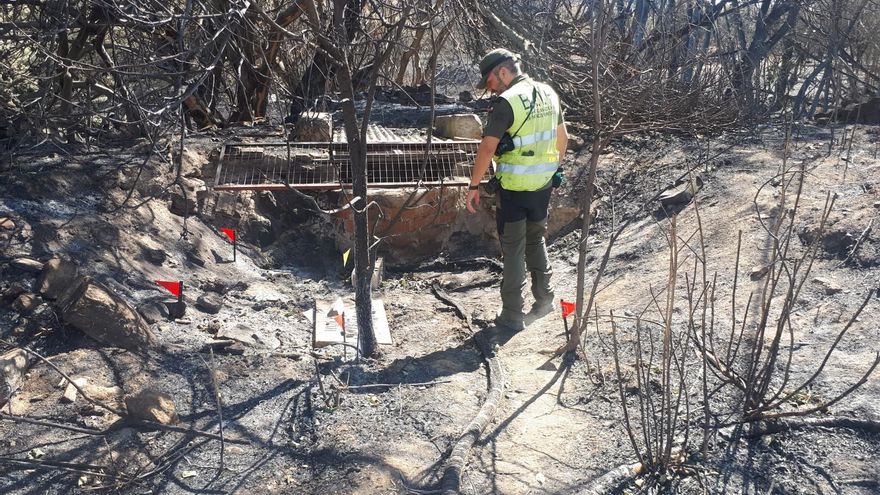Un agente de las BIIF de Castilla-La Mancha tras un incendio