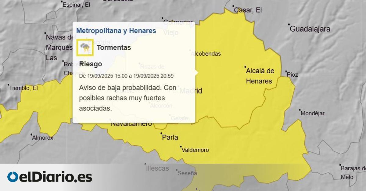 Alerta en Madrid por tormentas con fuertes rachas de viento asociadas para este viernes