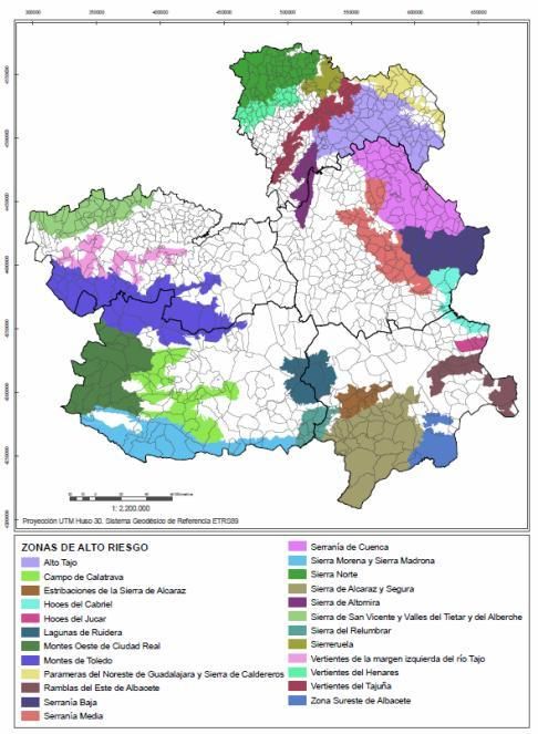Zonas de alto riesgo de incendios forestales