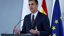 Pedro Sánchez en una comparecencia en Moncloa.