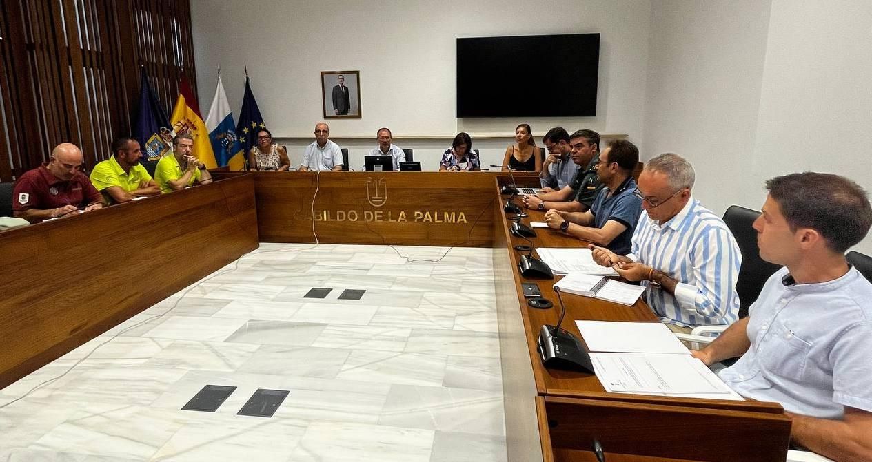 Reunión del Plan Insular de Emergencias de La Palma (Peinpal) celebrada este lunes.