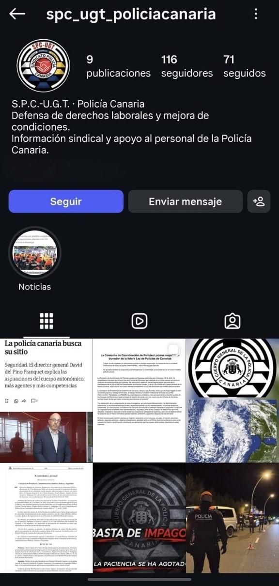 Perfil de la cuenta de Instagram que ha adelantado información que los aspirantes a la Policía Canaria consideran privilegiada.