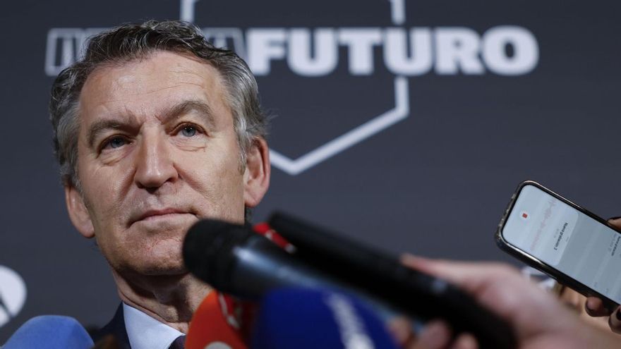 Alberto Núñez Feijóo en la segunda jornada de la IV edición del foro Metafuturo, en declaraciones a los medios.