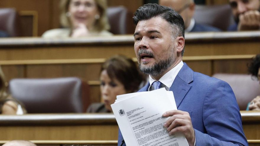 El portavoz parlamentario de ERC, Gabriel Rufián, interviene este miércoles en el pleno del Congreso, que celebra sesión de control al Ejecutivo.