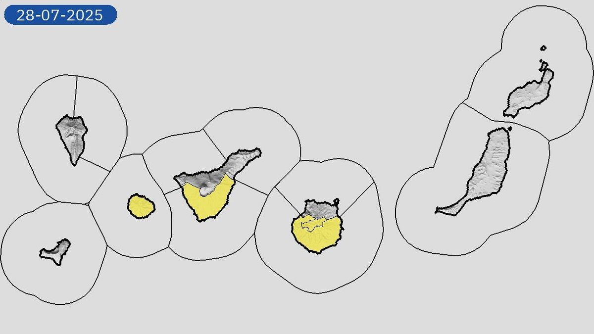 Avisos amarillos para el lunes. (AEMET)