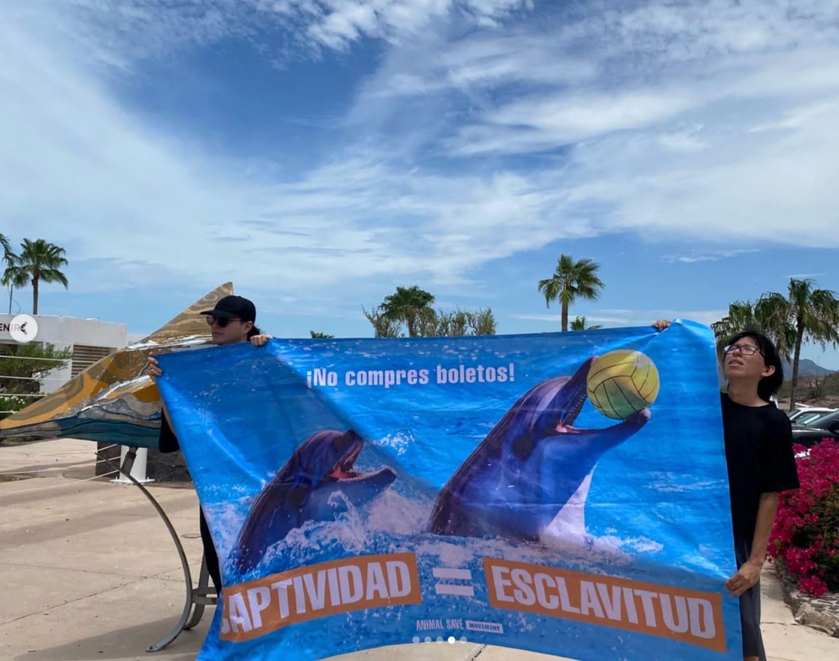 Manifestación ciudadana, a inicios de agosto de 2026, en el exterior del Delfinario Sonora, a cargo de la Comisión de Ecología y Desarrollo Sustentable de Sonora. Foto: Instagram Hermosillo Animal Save