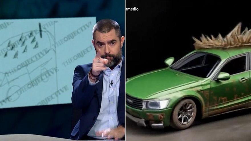 Dani Mateo recreó en 'El Intermedio' el coche que supuestamente vigilaba al novio de Ayuso