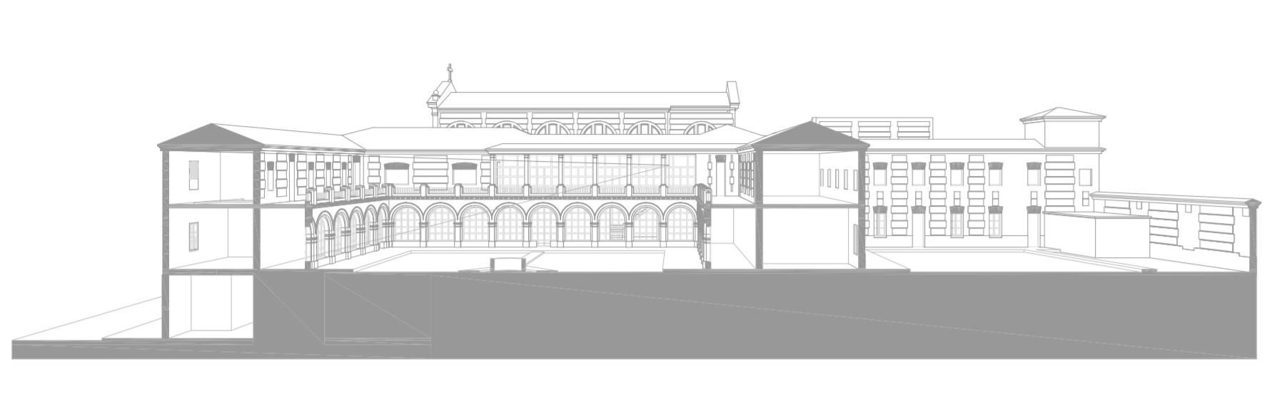 Sección del estado final tras la reforma prevista en el Monasterio de las Salesas
