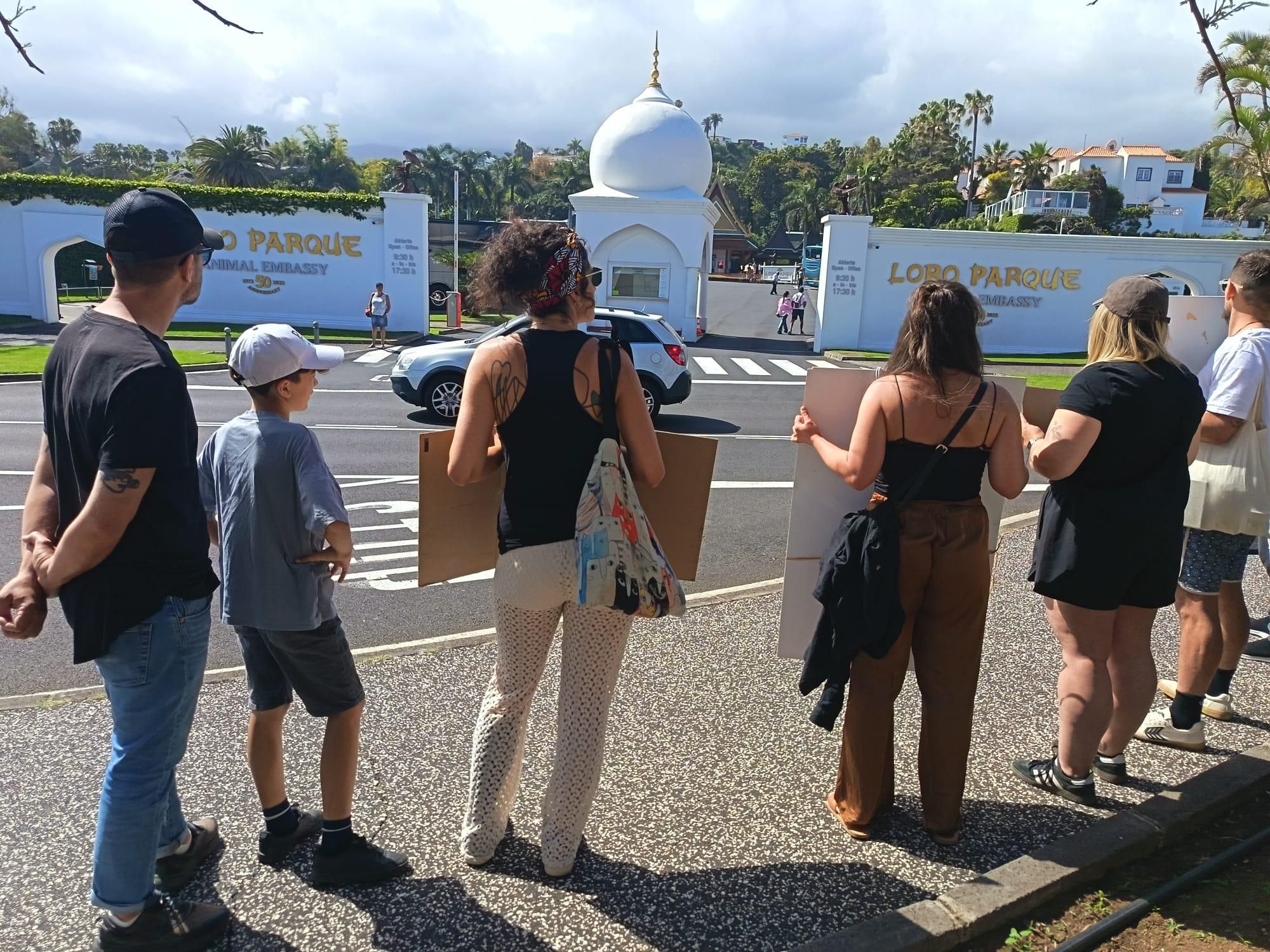 Una de les imatges que ha deixat la mobilització davant Loro Parque