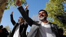 Jordi Cuixart y Jordi Sànchez, en su última imagen en libertad en 2017