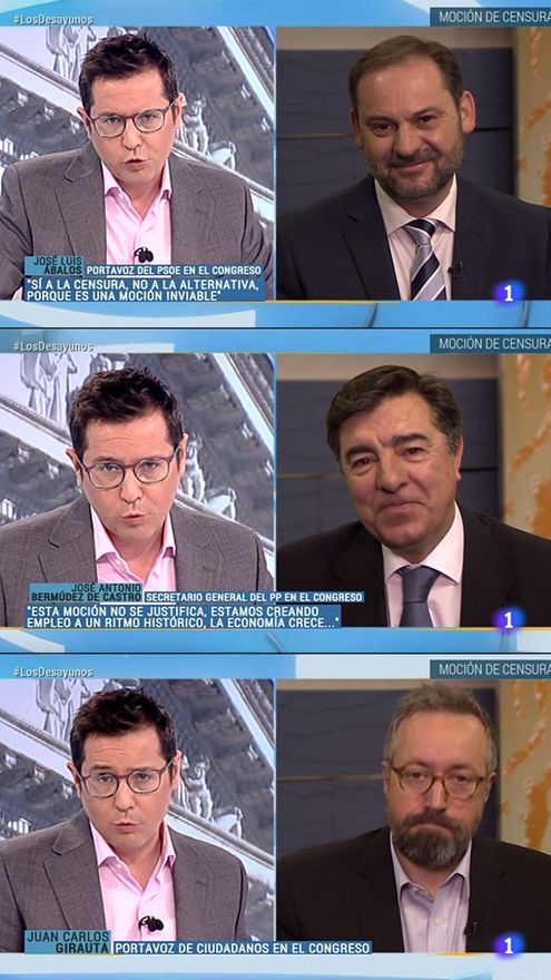 Los representantes de PSOE, PP y Ciudadanos en Los Desayunos