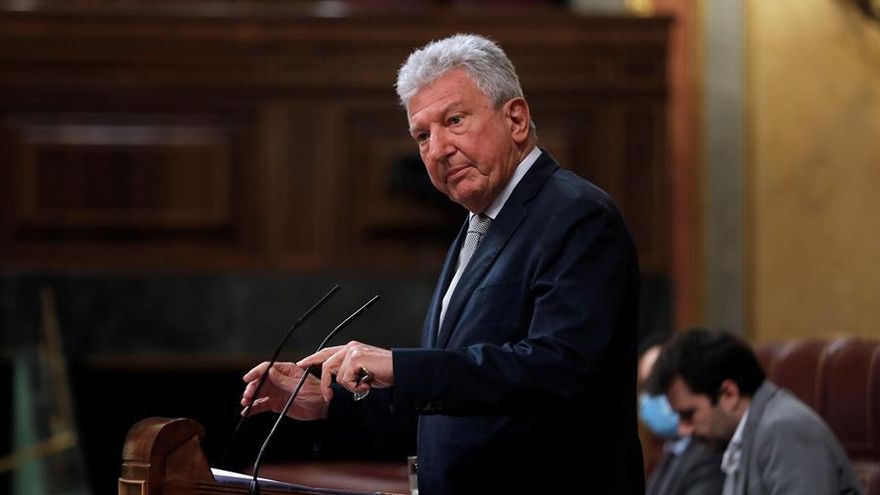 Pedro Quevedo, durante su intervención en el pleno del Congreso ante el que compareció el jefe del Ejecutivo, Pedro Sánchez, para informar sobre los resultados del último Consejo Europeo