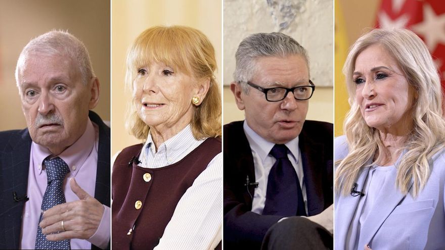 "Guerracivilismo", ETA y "las checas republicanas": el vídeo de Ayuso con expresidentes madrileños contra la memoria histórica en la Puerta del Sol