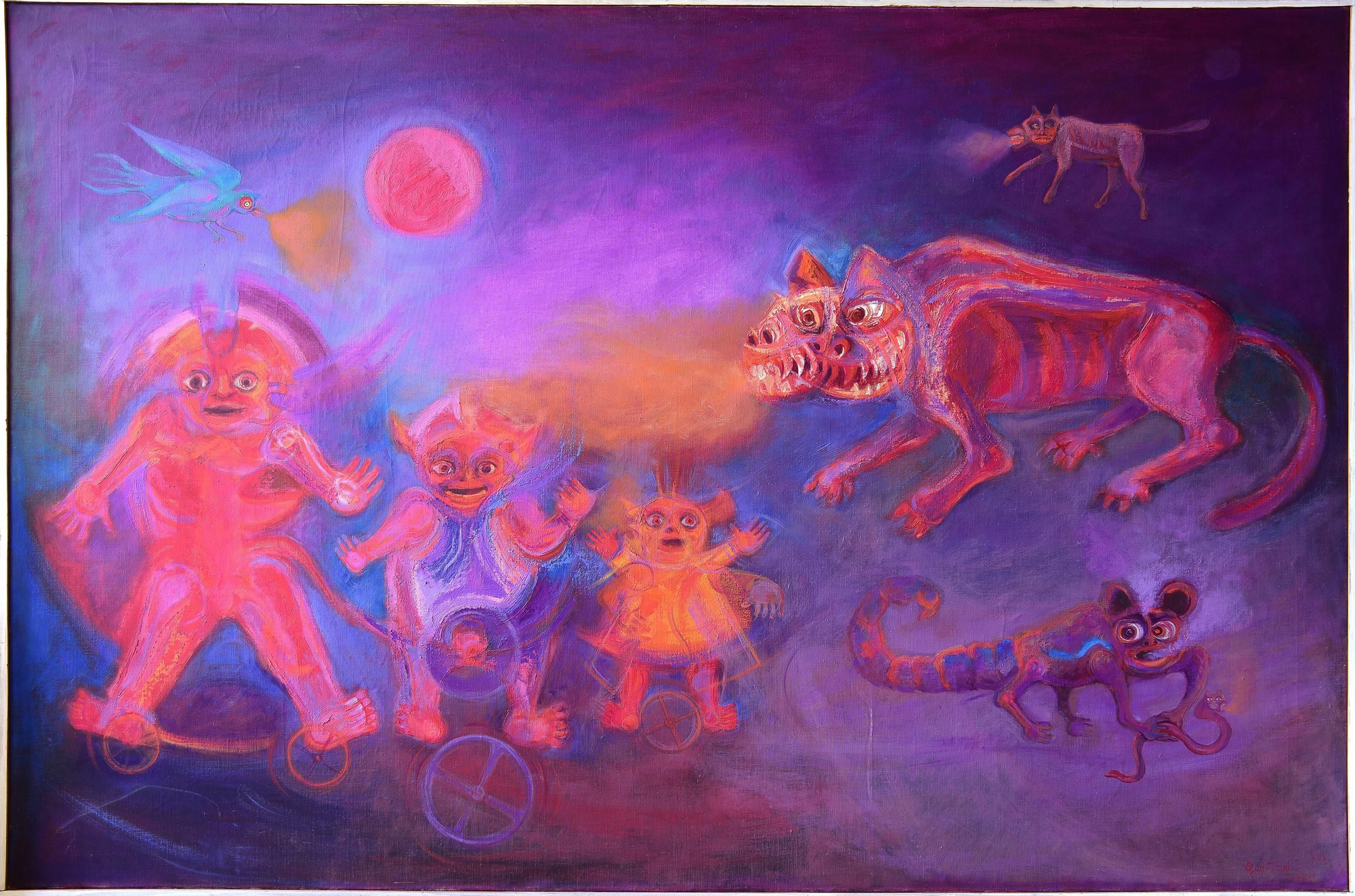 Mis ancestros; oleo sobre tela pintado en París en 1978 por Alberto Quintanilla.