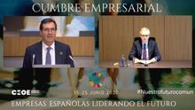 Antonio Garamendi y Pablo Isla, presidente de CEOE y de Inditex, en el acto de la patronal 'Empresas españolas liderando el futuro'.