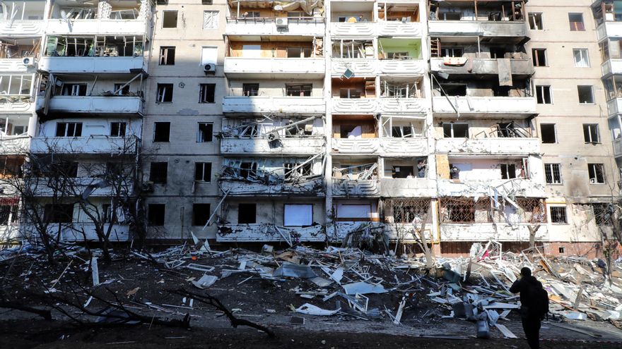 Un edificio destruido en Kiev.
