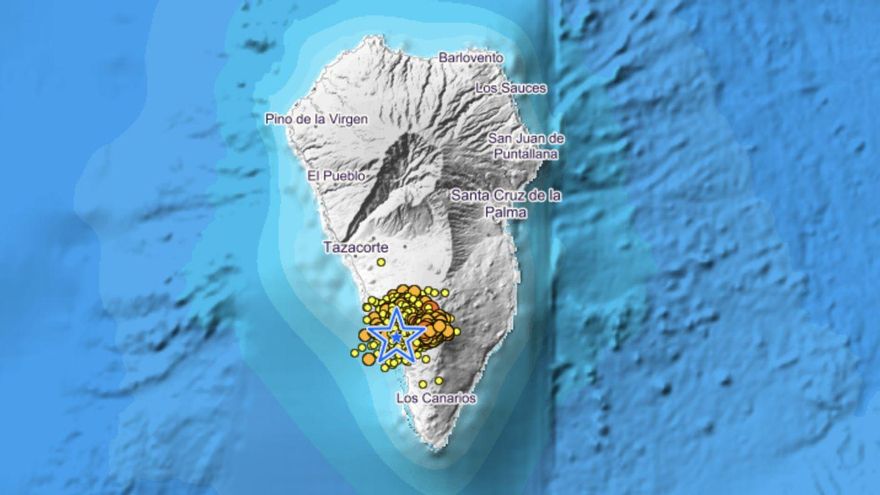 Noche 'tranquila' en Cumbre Vieja: unos 40 temblores de baja magnitud entre 11 y un kilómetro de profundidad