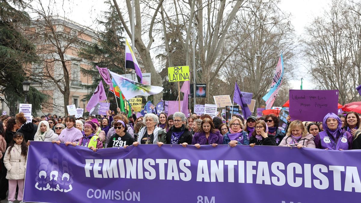 Imagen de la manifestación feminista de este domingo en Madrid por el 8M