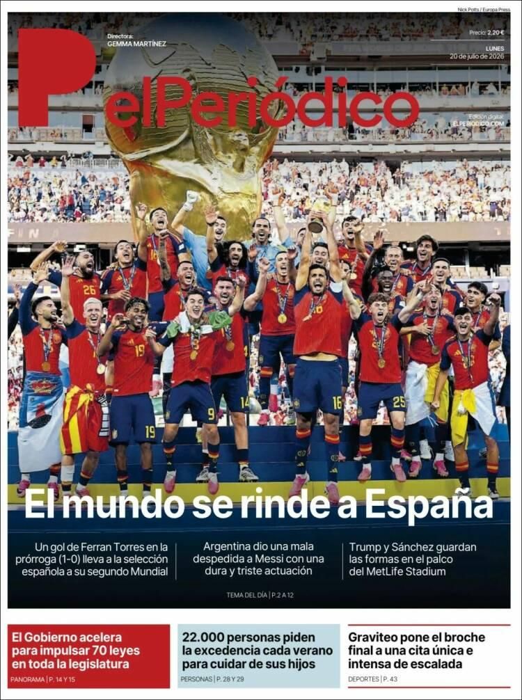 Las lágrimas de Messi y el título de España, en las tapas de los diarios del mundo