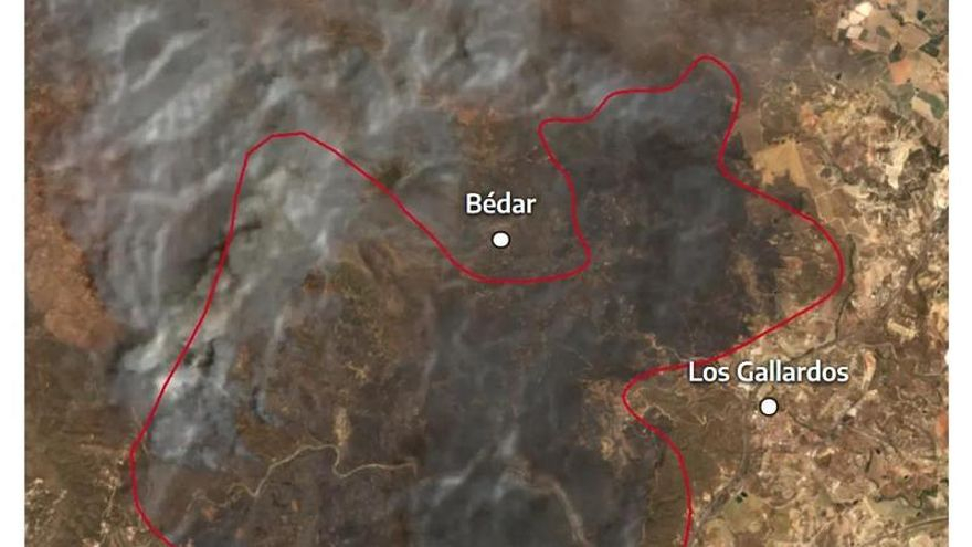 El antes y después del incendio de Almería, con imágenes de satélite