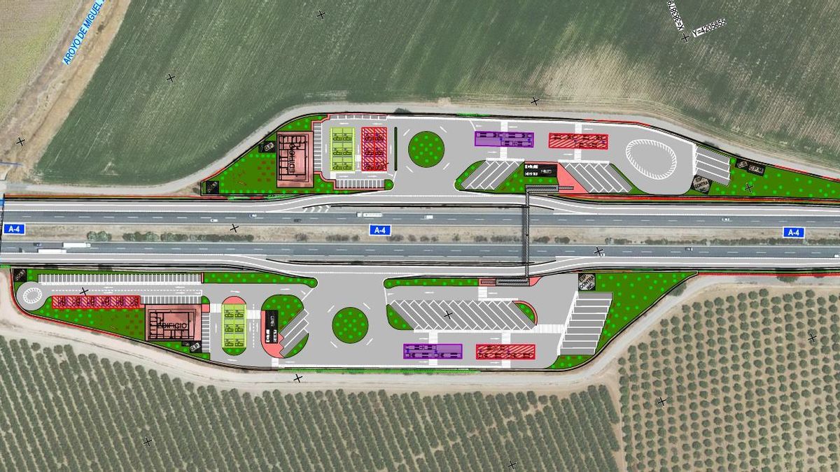 Planta esquemática del área de servicio de Montoro.