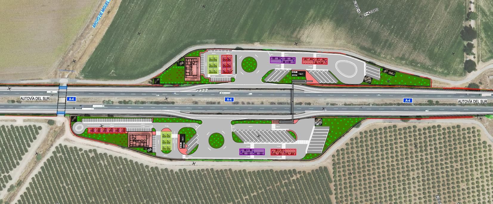 Planta esquemática del área de servicio de Montoro.