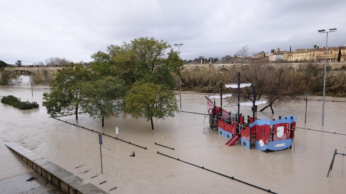 El río Guadalquivir aumenta su caudal a su paso por Córdoba