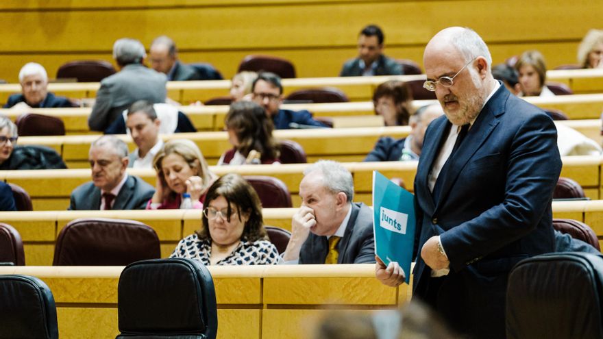 Archivo - El senador de Junts Eduard Pujol interviene durante una sesión plenaria extraordinaria, en el Senado, a 28 de enero de 2025, en Madrid (España).