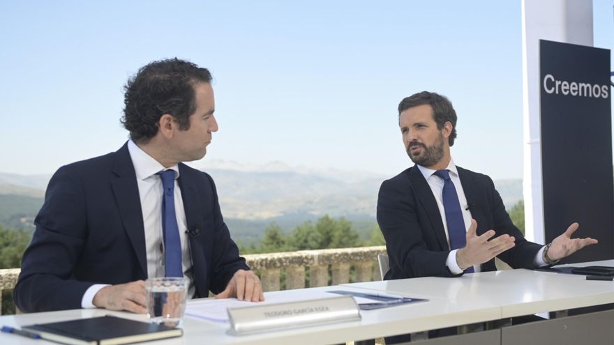 El líder del PP, Pablo Casado, preside la reunión de la Junta Directiva Nacional del PP en el Parador de Gredos. Avila, 21 de julio de 2021.